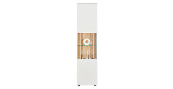 VITRINE in massiv Wildeiche Weiß, Eichefarben - Eichefarben/Anthrazit, Design, Glas/Holz (50/202,8/42cm) - Novel