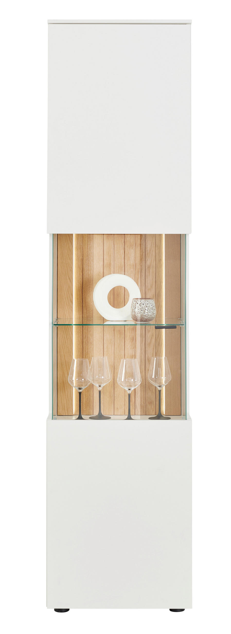 VITRINE  in massiv Wildeiche Weiß, Eichefarben - Eichefarben/Anthrazit, Design, Glas/Holz (50/202,8/42cm) - Novel