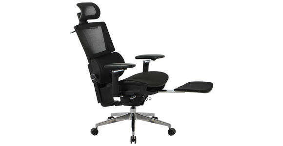 DREHSTUHL  in Netzbespannung Schwarz  - Schwarz/Alufarben, KONVENTIONELL, Kunststoff/Textil (70,5/114/130/66,5cm) - Novel