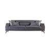 3-SITZER-SOFA in Samt Grau  - Beige/Grau, Design, Kunststoff/Textil (233/77/87cm) - Livetastic