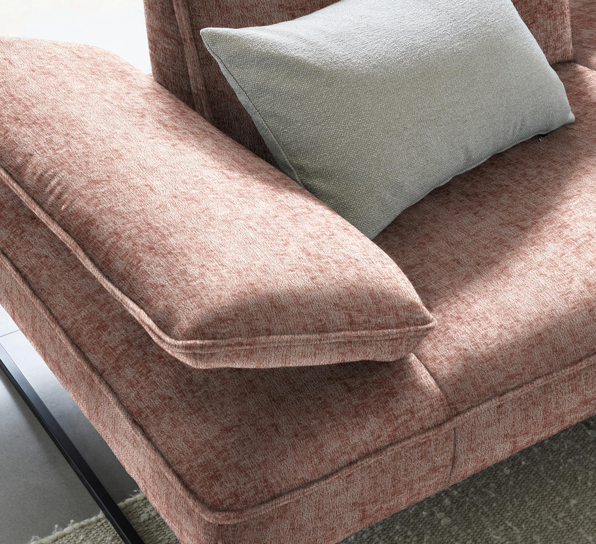 ECKSOFA in Chenille Altrosa  - Anthrazit/Altrosa, Design, Textil/Metall (310/160cm) - Joop!