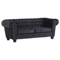 CHESTERFIELD-SOFA Flachgewebe Anthrazit  - Anthrazit/Schwarz, KONVENTIONELL, Textil (203/79/93cm) - Livetastic