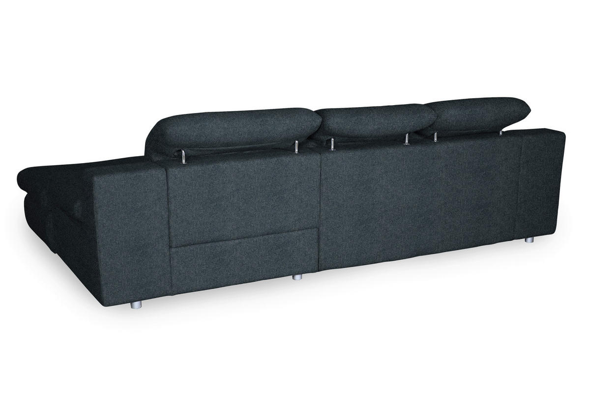 ECKSOFA in Chenille Schwarz  - Chromfarben/Schwarz, Design, Textil/Metall (286/165cm) - Livetastic