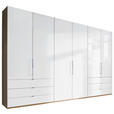 FALTTÜRENSCHRANK 300/216/58 cm 3-türig  - Chromfarben/Eichefarben, KONVENTIONELL, Glas/Holzwerkstoff (300/216/58cm) - Venda