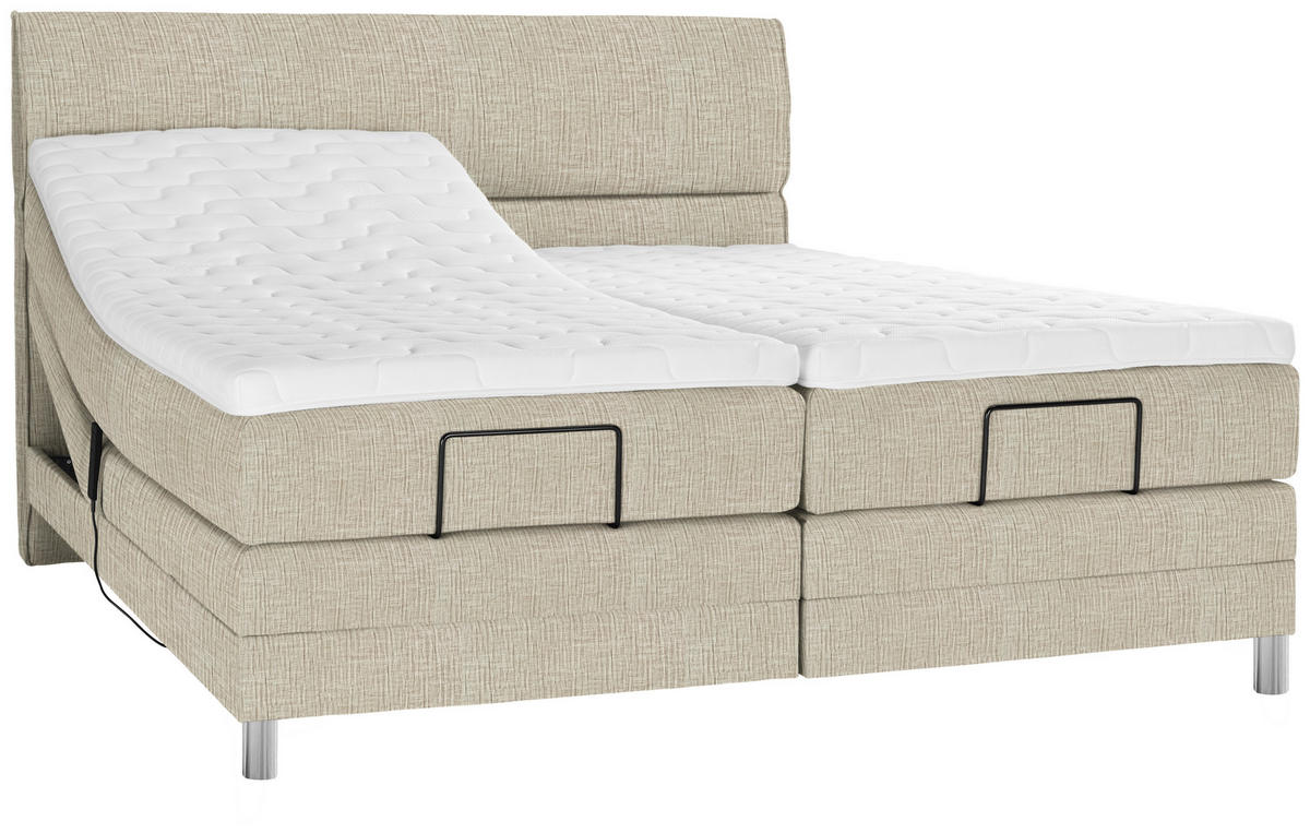 BOXSPRINGBETT 180/200 cm  in Beige  - Chromfarben/Beige, Konventionell, Kunststoff/Textil (180/200cm) - Voleo