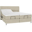 BOXSPRINGBETT 180/200 cm  in Beige  - Chromfarben/Beige, KONVENTIONELL, Kunststoff/Textil (180/200cm) - Voleo