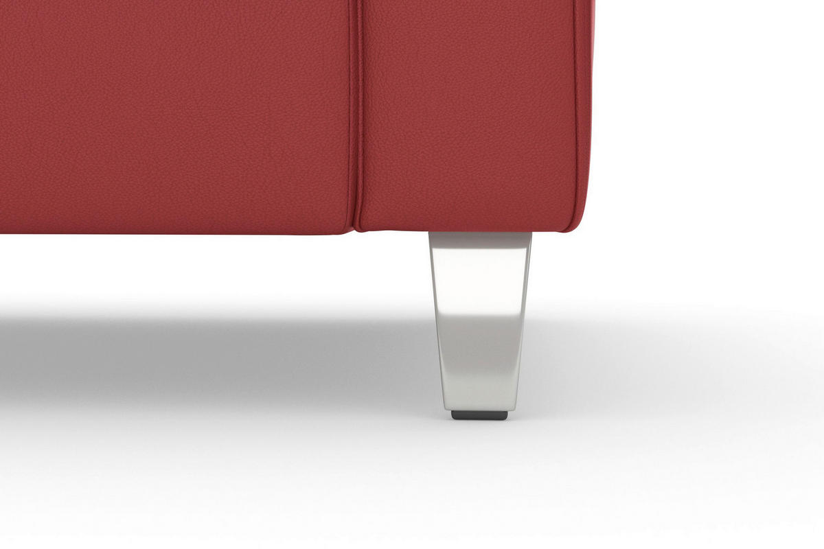 ECKSOFA 194/245 cm ARNGAST E in Echtleder Rot Kopfteilverstellung  194/245 cm  - Chromfarben/Rot, Basics, Leder/Textil (194/245cm) - Sit & More
