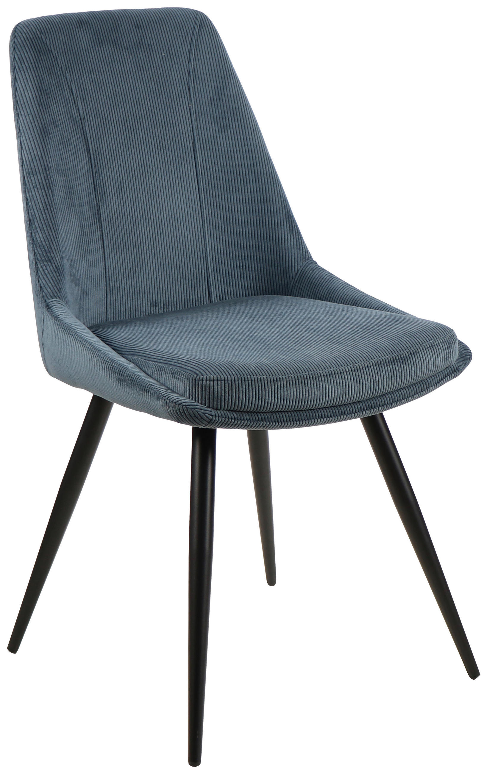 STUHL  in Eisen Cord Holz, Metall, Textil  - Blau/Schwarz, MODERN, Holz/Textil (49/88/59cm) - MID.YOU