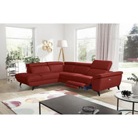 ECKSOFA DALLAS in Echtleder Rot  228/283 cm  - Rot/Schwarz, Design, Leder/Metall (228/283cm) - Livetastic