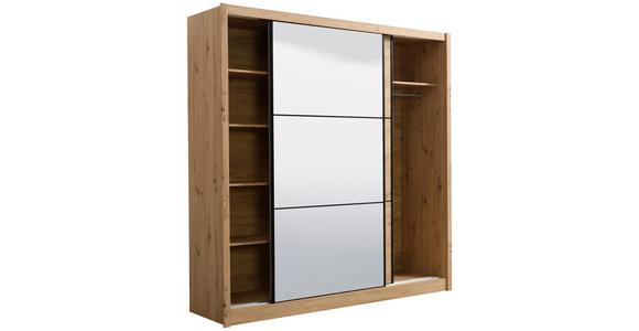 SCHIEBETÜRENSCHRANK 213/215,5/60 cm 2-türig Eiche Artisan  - Schwarz/Eiche Artisan, Basics, Glas/Holzwerkstoff (213/215,5/60cm) - Xora