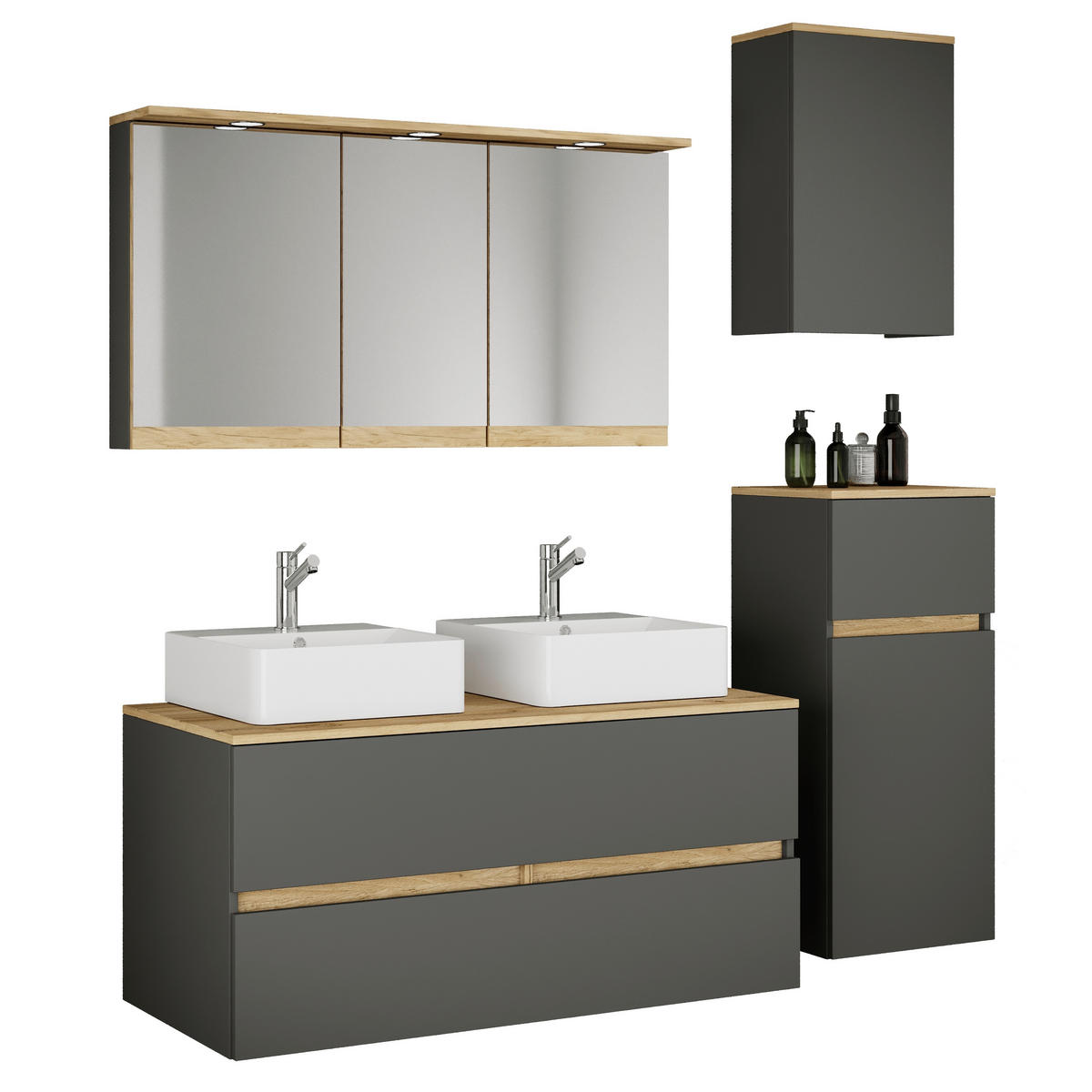 BADEZIMMER 6-teilig 151 cm  - Honigeiche/Weiss, Trend, Keramik/Holzwerkstoff (151cm) - MID.YOU