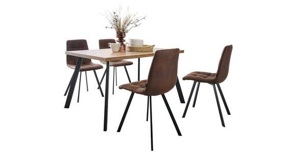 ESSTISCH in Metall, Holzwerkstoff 140/90/76 cm - Eichefarben/Schwarz, KONVENTIONELL, Holzwerkstoff/Metall (140/90/76cm) - Hom`in
