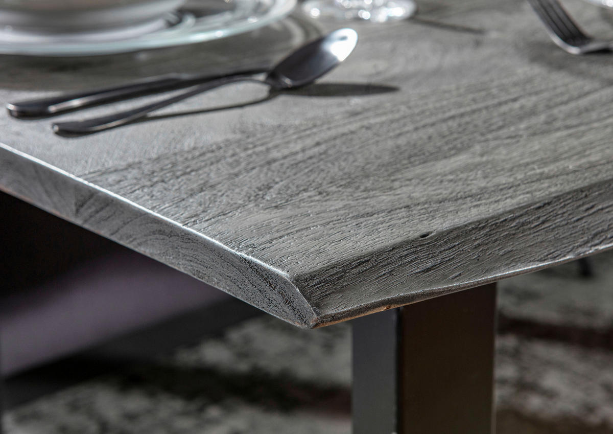 ESSTISCH in Holz 160/90/76 cm  - Schwarz/Grau, ROMANTIK / LANDHAUS, Holz/Metall (160/90/76cm) - Landscape