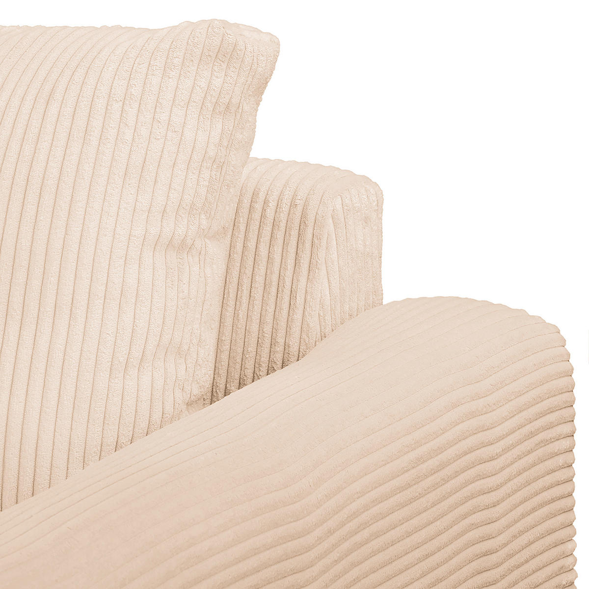 ECKSOFA Ariella in Cord Creme  161/231 cm  - Creme/Naturfarben, Design, Holz/Textil (161/231cm) - Livetastic