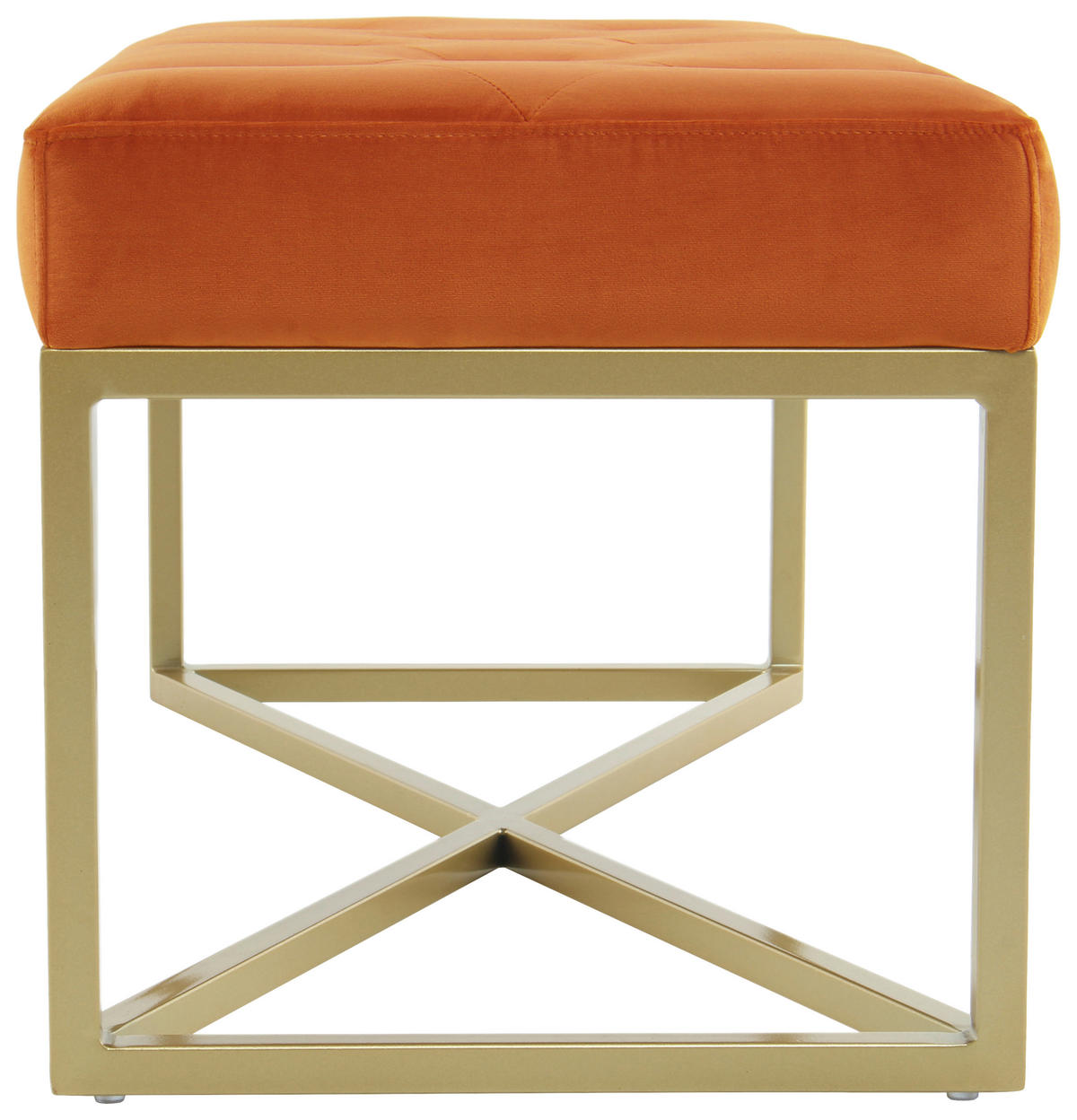 BÄNK i trä, metall, textil, trämaterial orange, guldfärgad  - orange/guldfärgad, Design, metall/trämaterial (40/40/90cm) - Kayoom