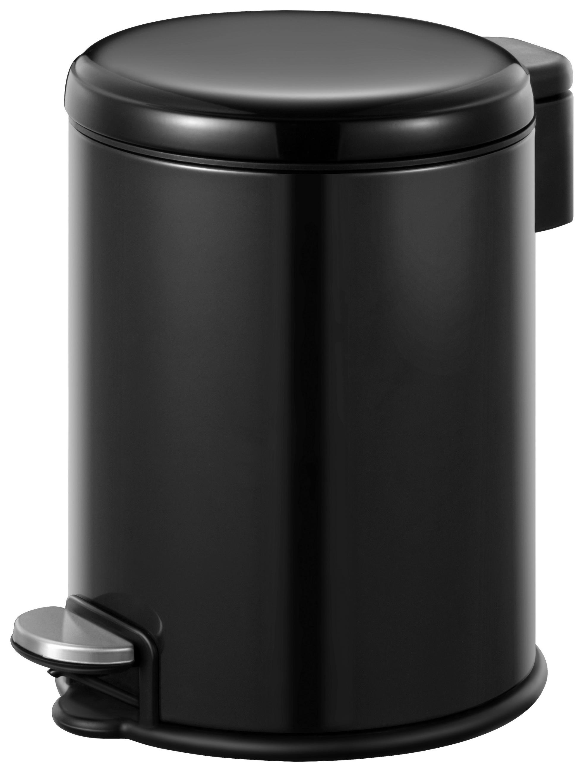 ABFALLSAMMLER Milano 3 L  - Schwarz, Basics, Kunststoff/Metall (17,8/25,4/22,9cm) - Fackelmann