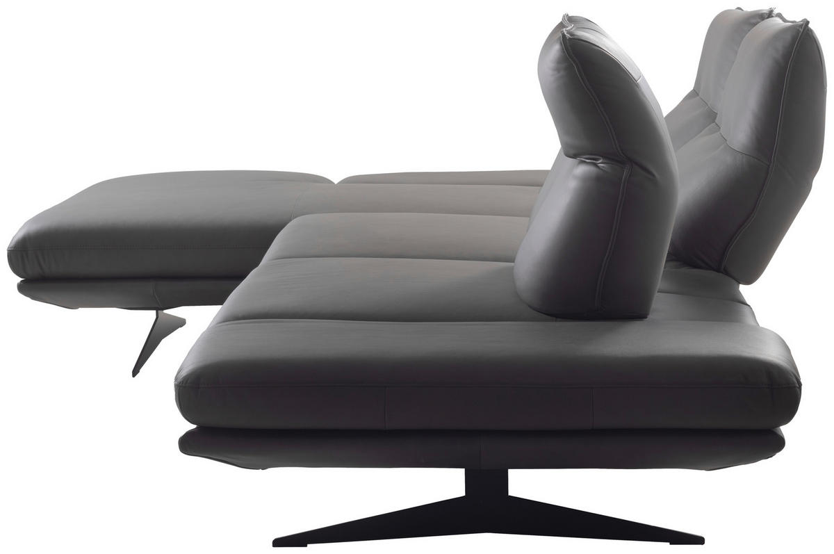 Colțar, piele, gri închis - gri închis/negru, Design, metal/piele (180/291cm) - Celina Home
