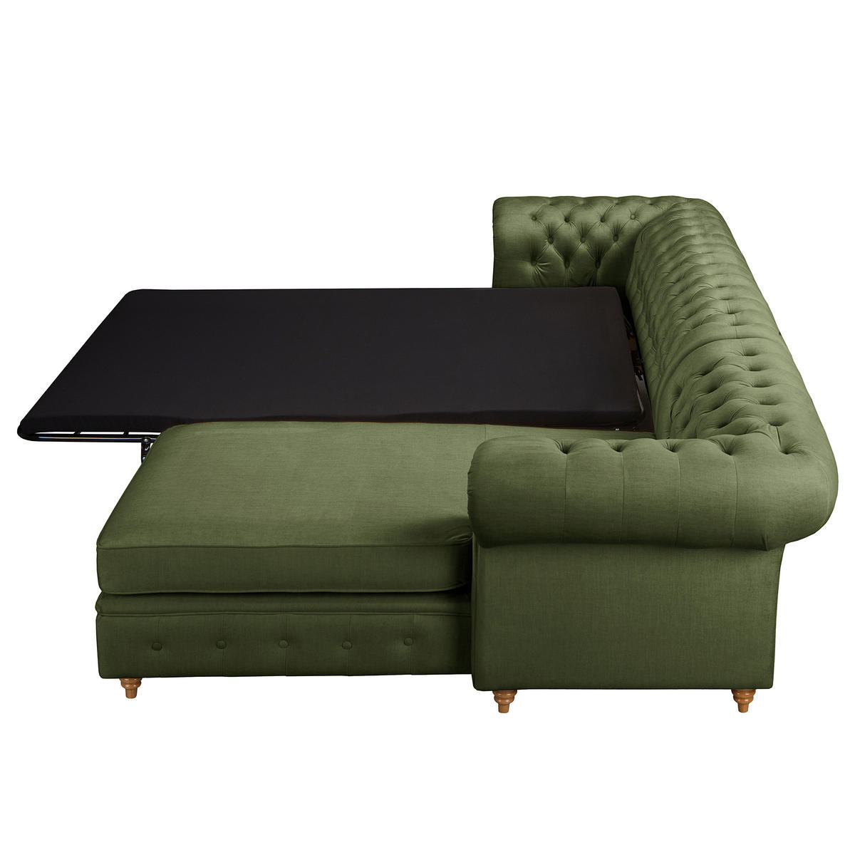 ECKSOFA Laura in Mikrofaser Dunkelgrün  284/182 cm  - Dunkelgrün/Creme, Design, Holz/Textil (284/182cm) - P & B
