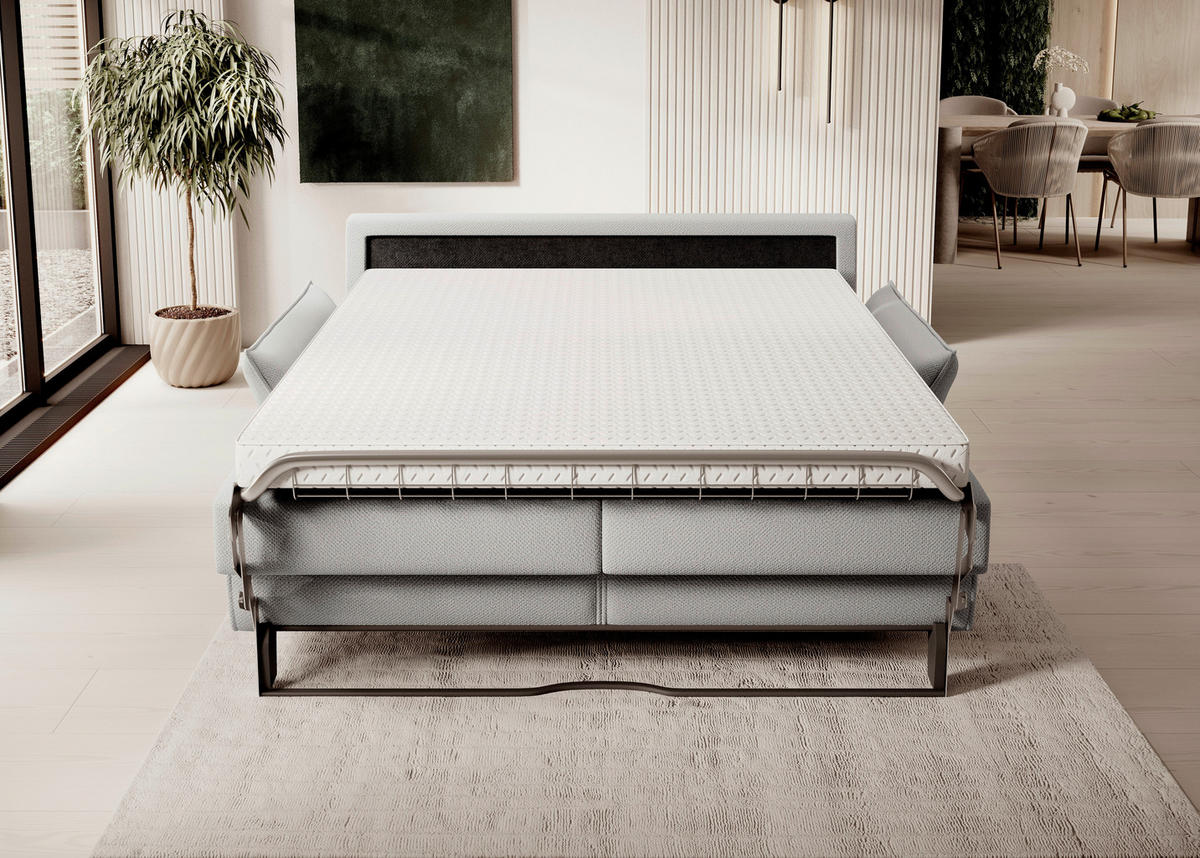CANAPEA EXTENSIBILĂ textil gri deschis  - gri deschis/negru, Konventionell, plastic/textil (198/82/106cm) - Ti'me
