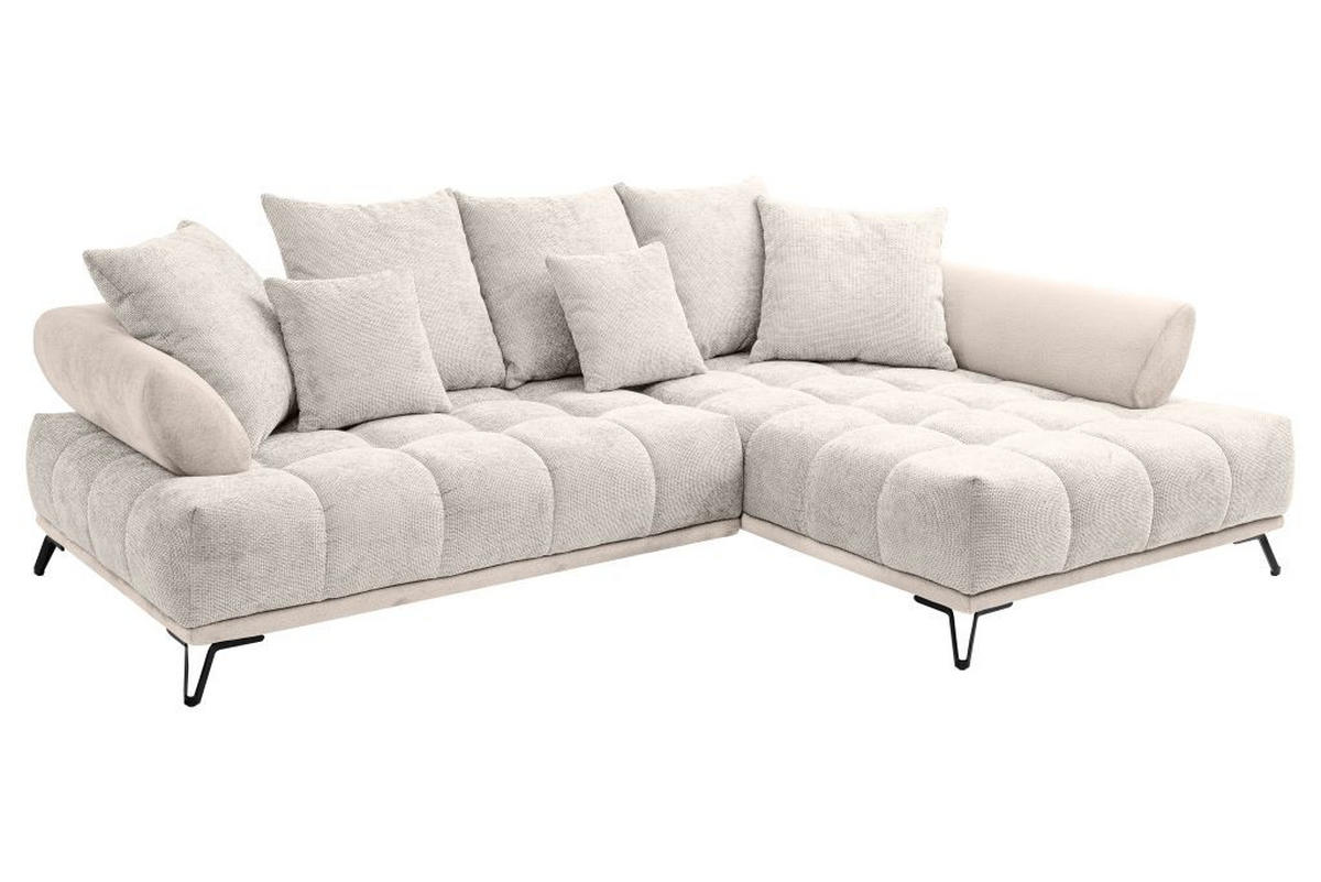 HÖRNSOFFA i chenille beige  - beige/svart, Modern, metall/textil (262/184cm) - MID.YOU