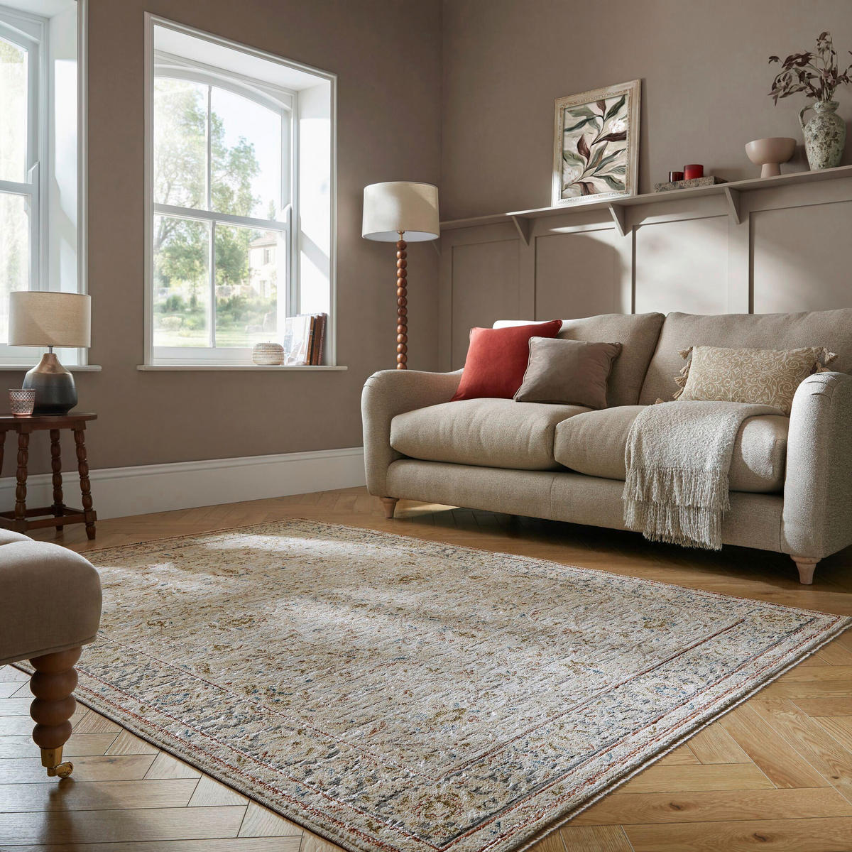 VINTAGE-TEPPICH 160/230 cm Meena Vintage Beige rechteckig  - Beige, Basics, Kunststoff/Textil (160/230cm) - Flair Rugs