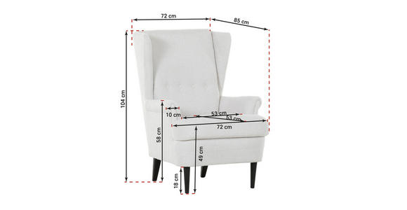 OHRENSESSEL Flachgewebe Rostfarben  - Rostfarben/Dunkelbraun, Design, Holz/Textil (72/104/85cm) - Carryhome