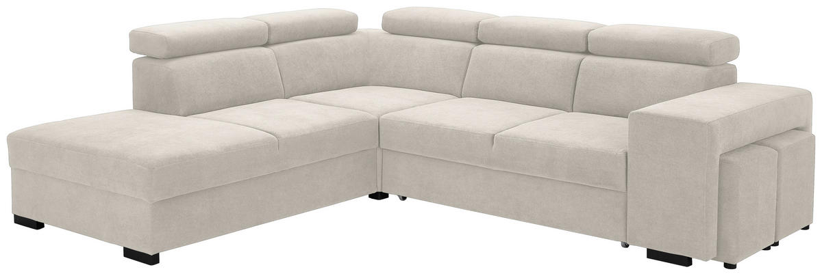 ECKSOFA Creme Webstoff  - Creme/Schwarz, KONVENTIONELL, Holz/Textil (244/283cm) - Carryhome