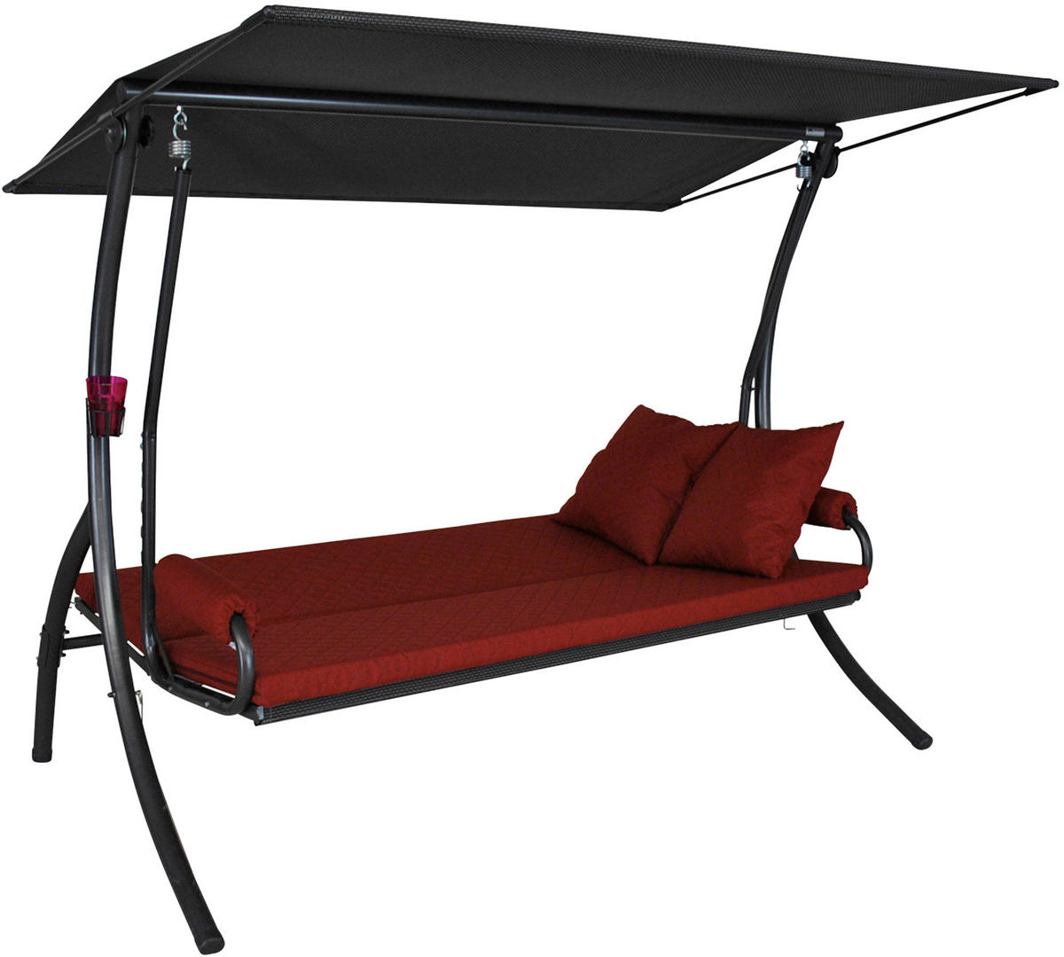 HOLLYWOODSCHAUKEL 210/160/145 cm Bordeaux, Dunkelrot  - Dunkelgrau/Bordeaux, Basics, Textil/Metall (210/160/145cm) - Boxxx