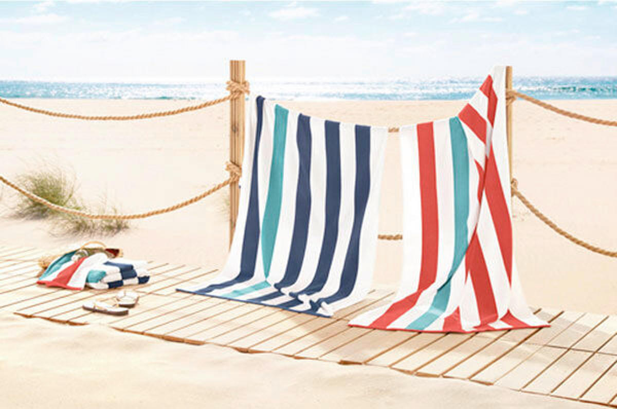 STRANDTUCH Blau, Weiß Hochglanz 90/180 cm  - Blau/Weiß Hochglanz, Basics, Textil (90/180cm)