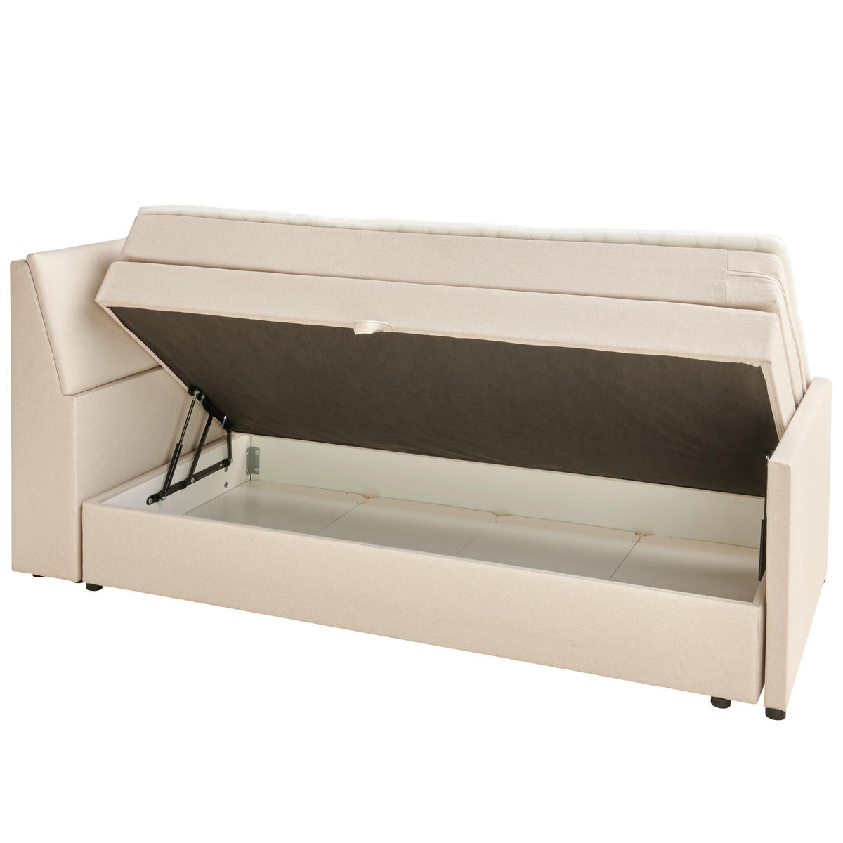 BOXSPRINGBETT 100/200 cm  in Creme  - Creme/Schwarz, Modern, Holz/Textil (100/200cm) - MID.YOU