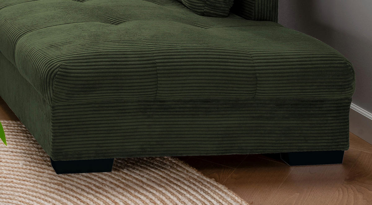 ECKSOFA Dunkelgrün Cord  - Dunkelgrün/Beige, Design, Holz/Textil (298/202cm) - MID.YOU