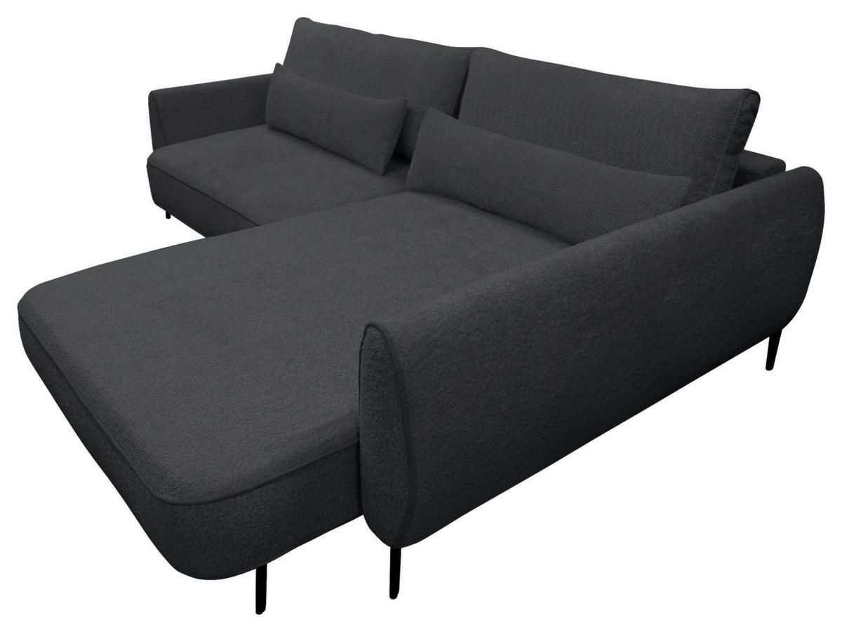 ECKSOFA Dunkelgrau Bouclé  - Dunkelgrau/Creme, Design, Textil/Metall (273/204cm) - MID.YOU