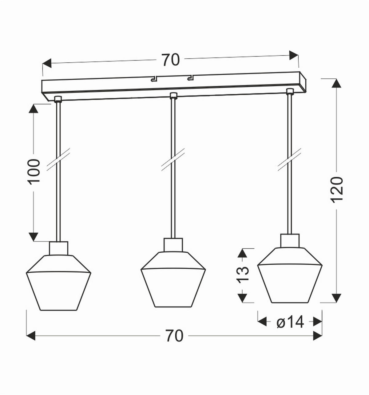 PENDELLEUCHTE 70/14/120 cm  - Transparent/Goldfarben, KONVENTIONELL, Metall (70/14/120cm)