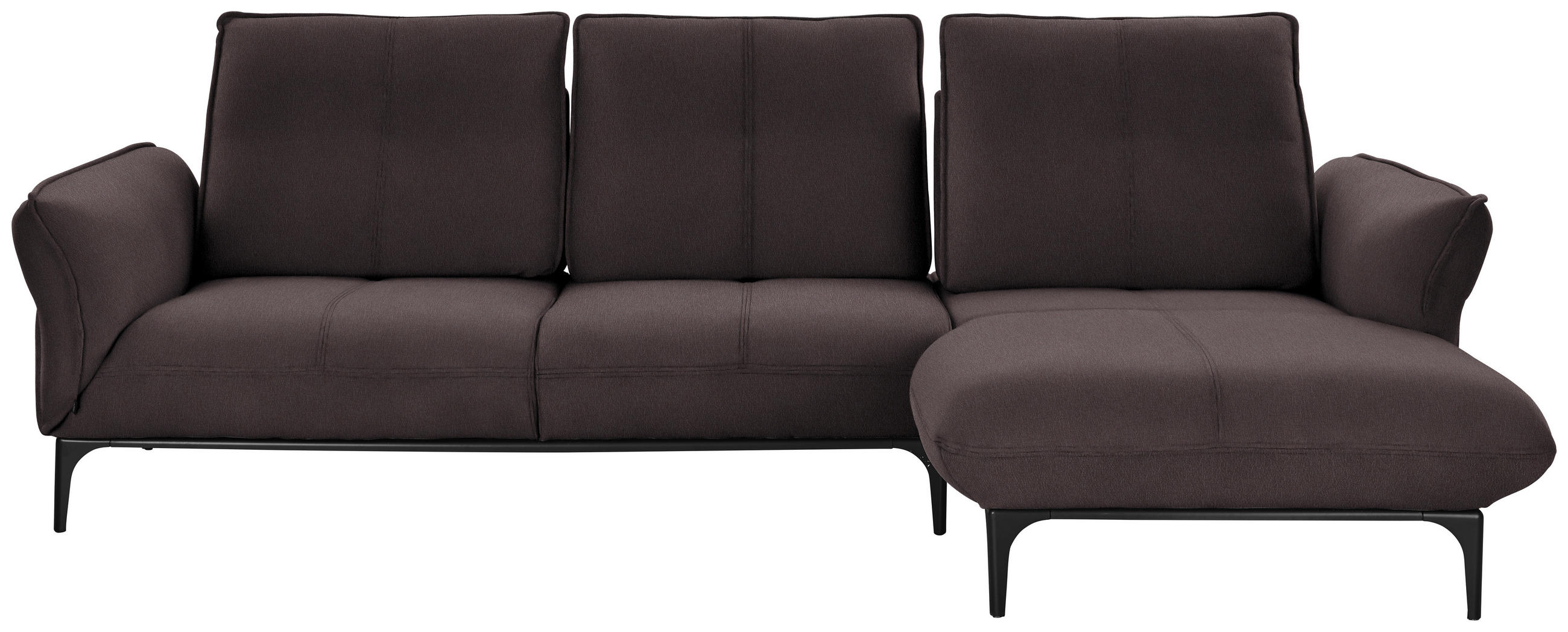 ECKSOFA in Echtleder Dunkelbraun  - Dunkelbraun/Schwarz, Natur, Leder (277/182cm) - Valnatura