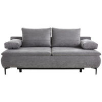 BOXSPRINGSOFA Flachgewebe Grau Querschläfer  inkl. Rückenkissen, Armlehnenkissen, Bettkasten  - Schwarz/Grau, Design, Textil/Metall (204/93/100cm) - Novel
