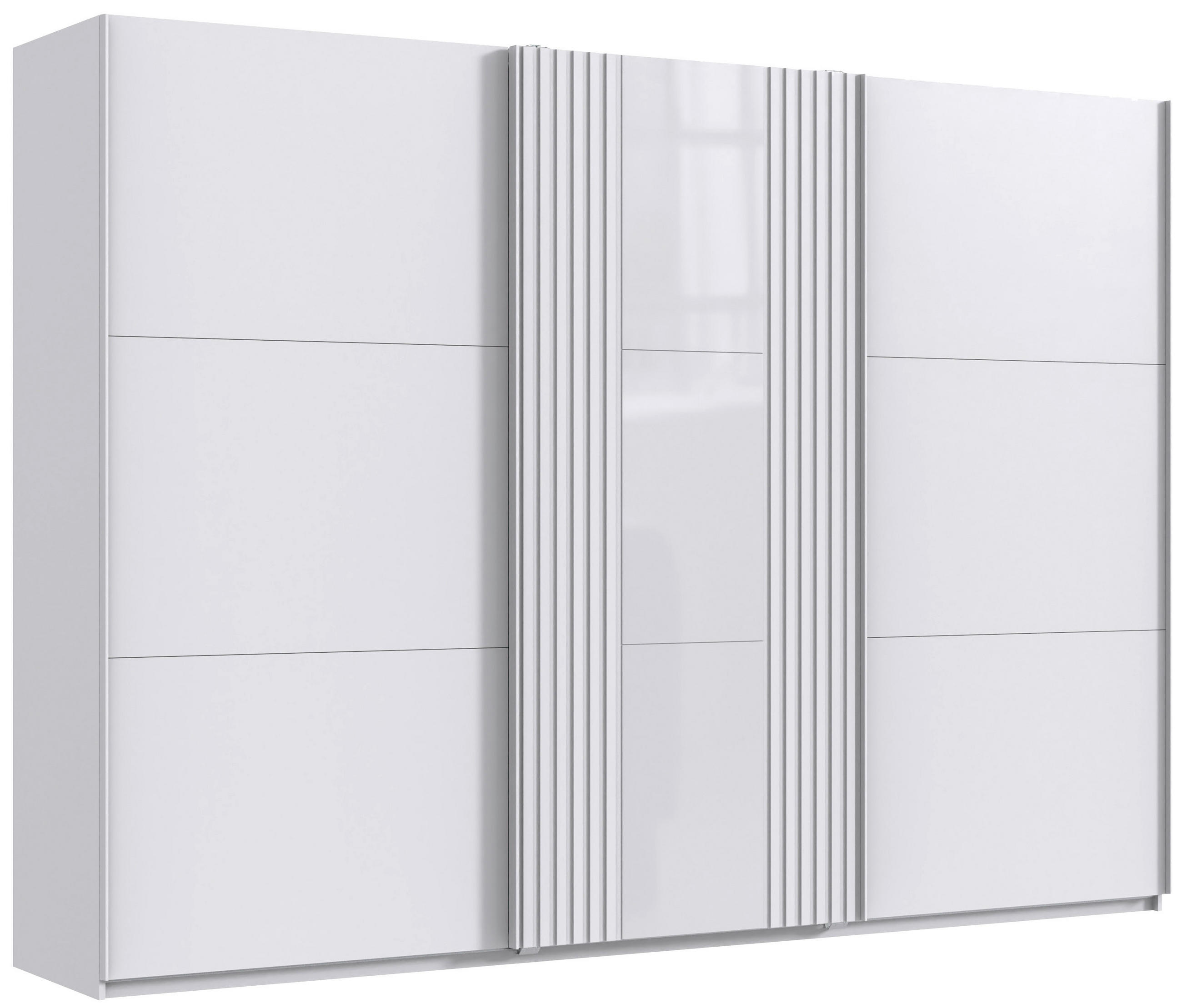DULAP CU UșI CULISANTE in alb  - alb, Basics, sticlă/material pe bază de lemn (300/216/65cm) - Voleo