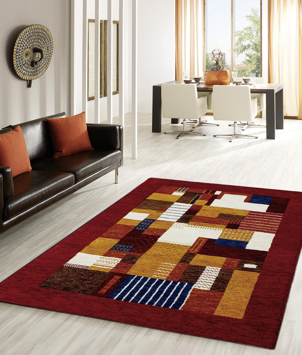 WOLLTEPPICH 120/180 cm Blau, Orange, Rot, Weiß - Blau/Rot, KONVENTIONELL, Naturmaterialien/Textil (120/180cm) - Cazaris