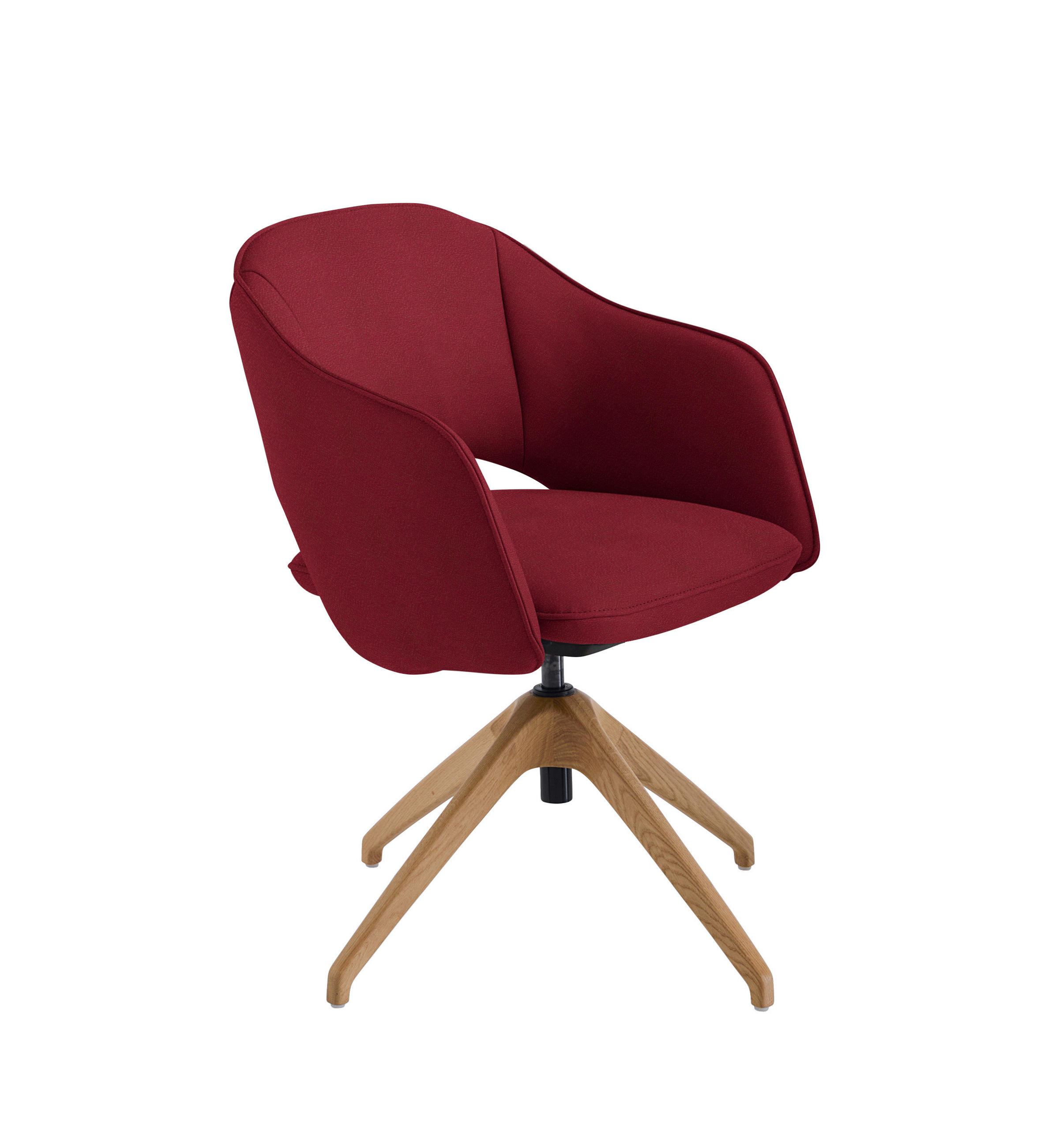 ARMLEHNSTUHL  in Echtleder naturbelassen  - Wildeiche/Kirschrot, Design, Leder/Holz (63/74-90/57-73cm) - Koinor