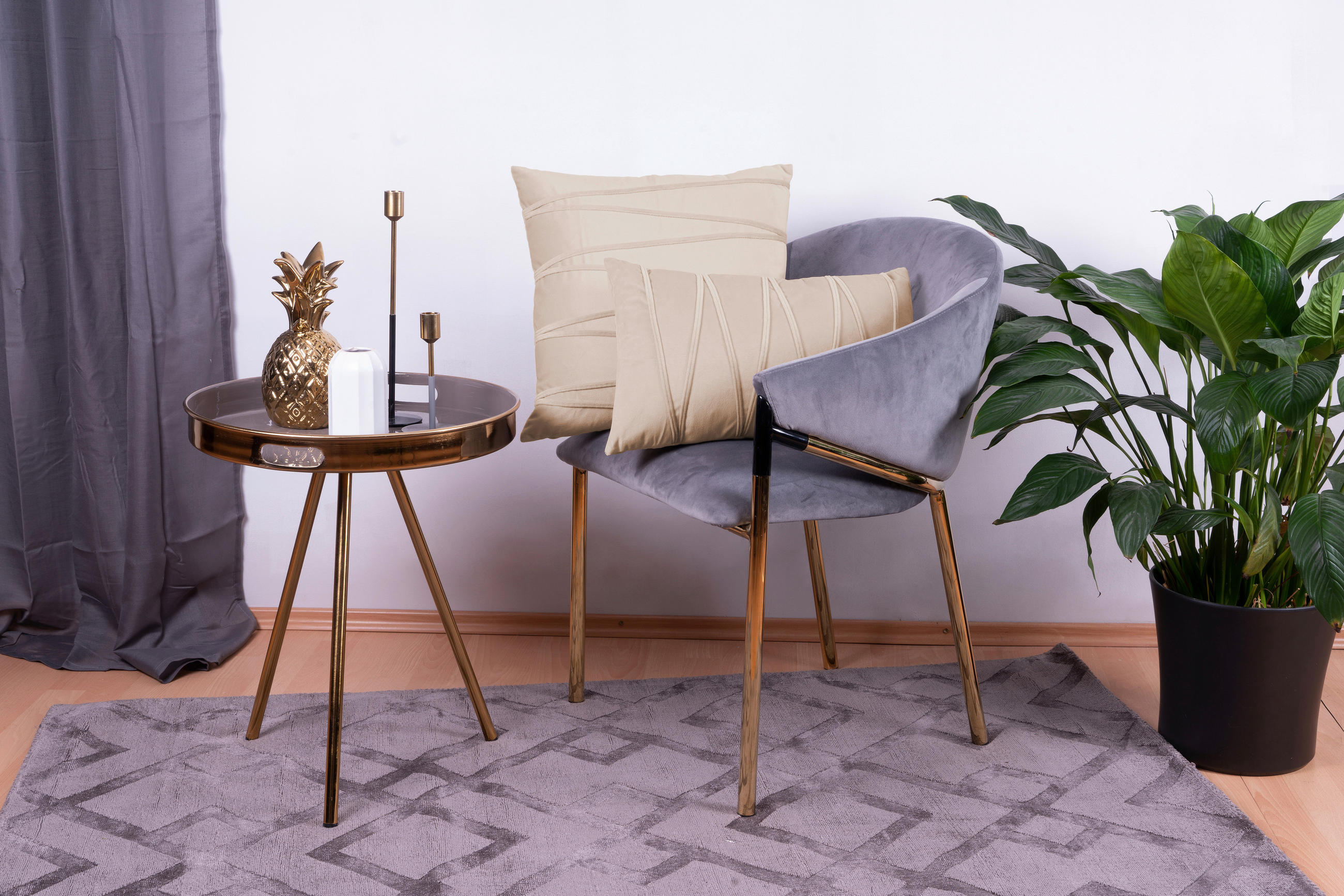 SADA DEKORAČNÍCH POLŠTÁŘŮ 30x45/50x45 cm - šampaňská, Konvenční, textil (30x45/50x45cm)