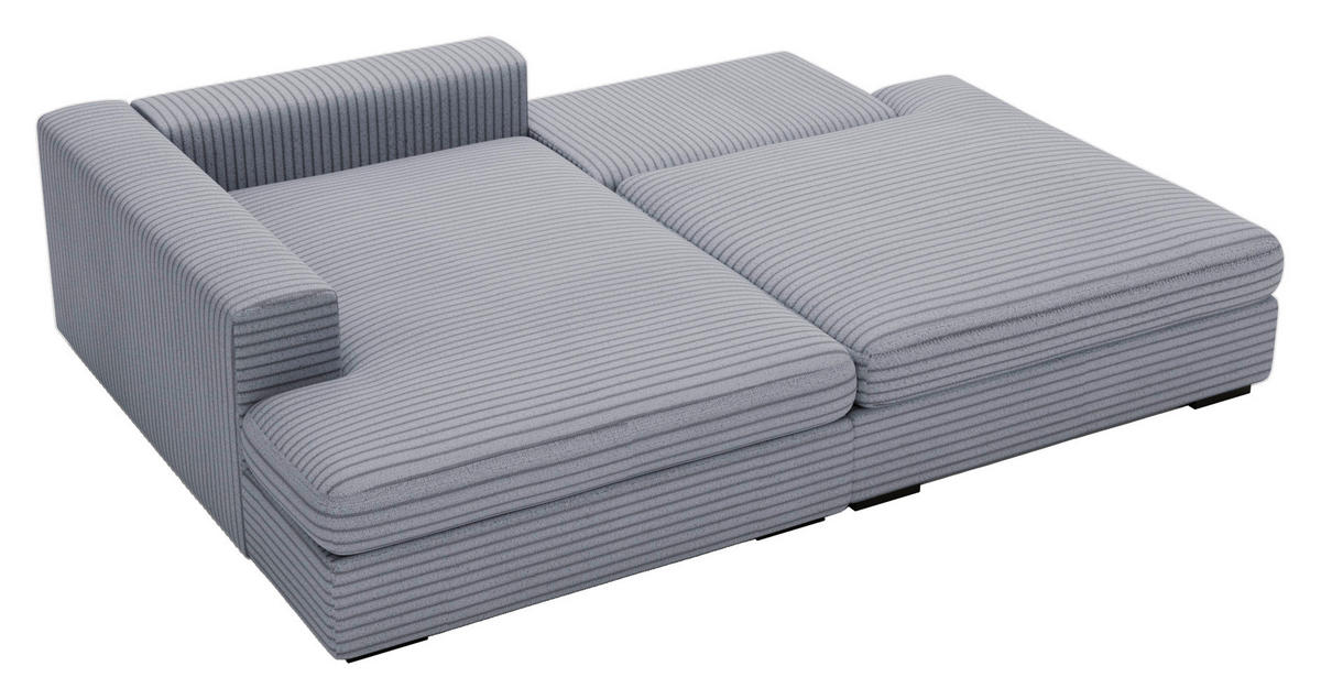 ECKSOFA in Cord Blaugrau  - Blaugrau/Schwarz, Design, Kunststoff/Textil (158/223cm) - Lomoco