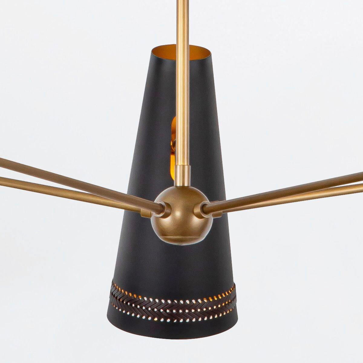 KRONLEUCHTER Alora 114,3/29,2 cm  - Schwarz, Design, Leder/Metall (114,3/29,2cm) - Elstead Lighting