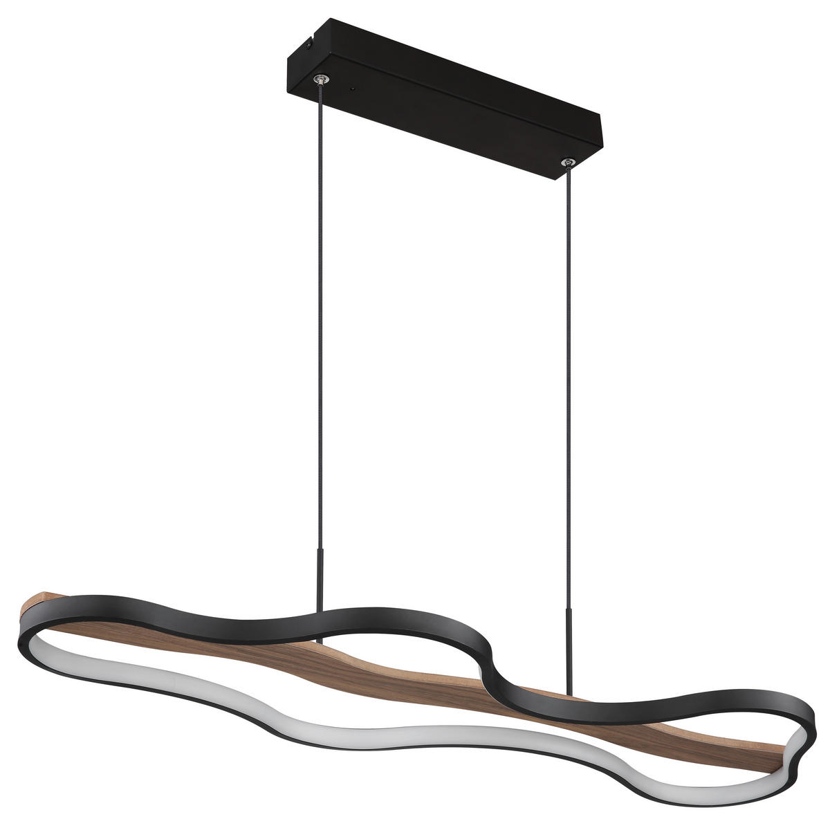 LED-HÄNGELEUCHTE 80,6/29/150 cm   - Dunkelbraun/Opal, Design, Holz/Kunststoff (80,6/29/150cm) - Globo