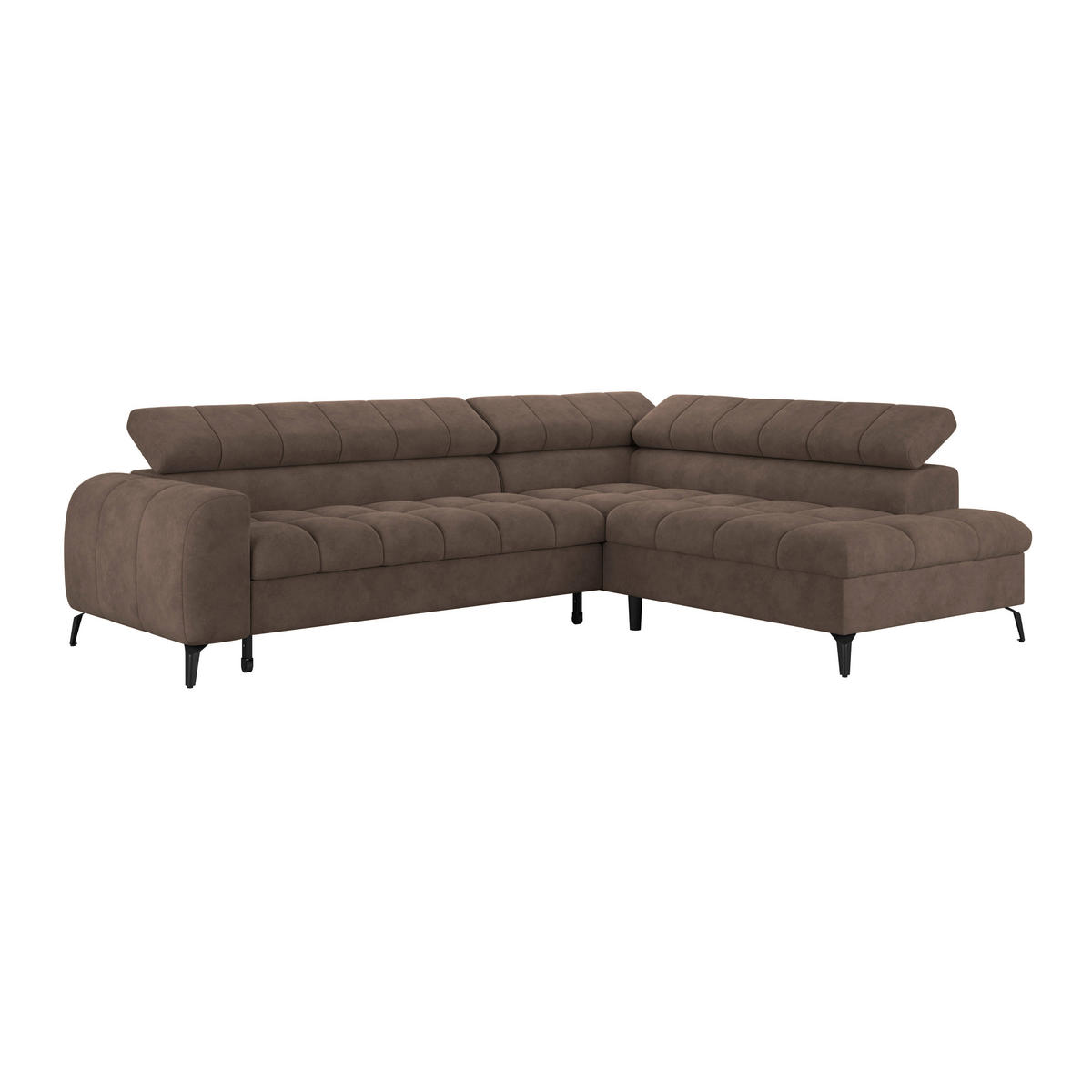 ECKSOFA in Braun  - Schwarz/Braun, Trend, Kunststoff/Textil (261/203cm) - Livetastic