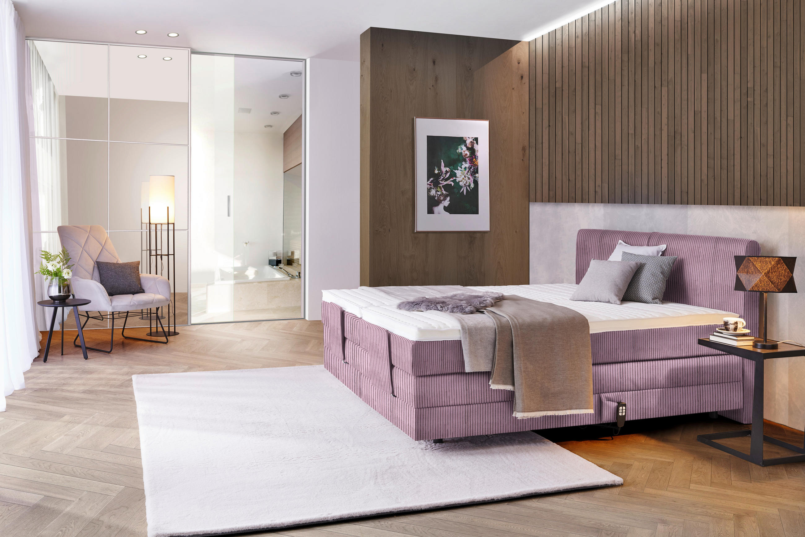 BOXSPRINGBETT 160/200 cm  in Lila  - Lila/Schwarz, Design, Kunststoff/Textil (160/200cm) - Hom`in