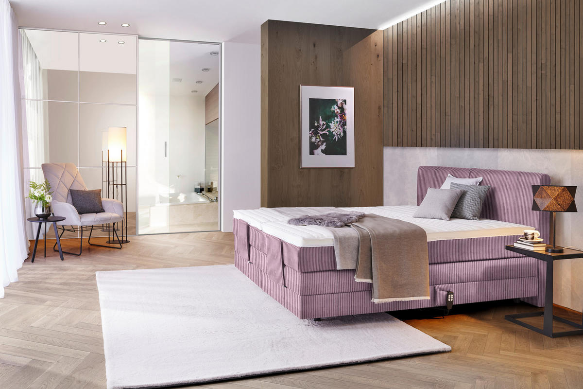 BOXSPRINGBETT 160/200 cm  in Lila  - Lila/Schwarz, Design, Kunststoff/Textil (160/200cm) - Hom`in