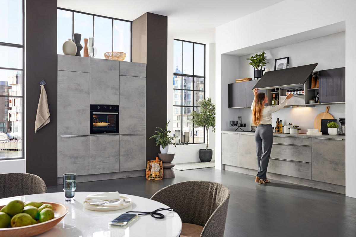 EINBAUKÜCHE STONE  - Grau, Design, Holzwerkstoff - Nolte Küchen