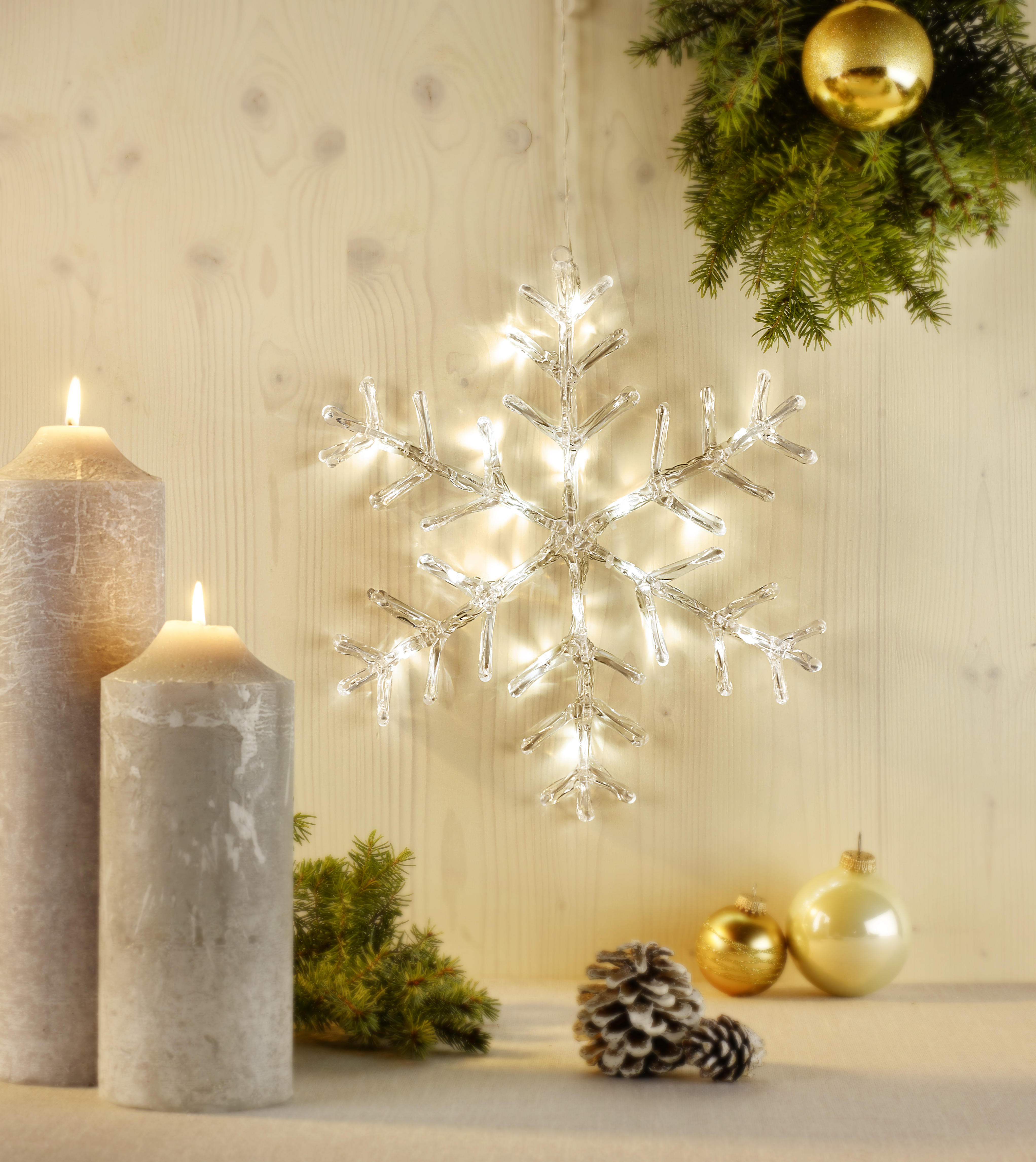 DEKOSTERN  - Transparent/Weiß, LIFESTYLE, Kunststoff/Metall (35cm) - X-Mas