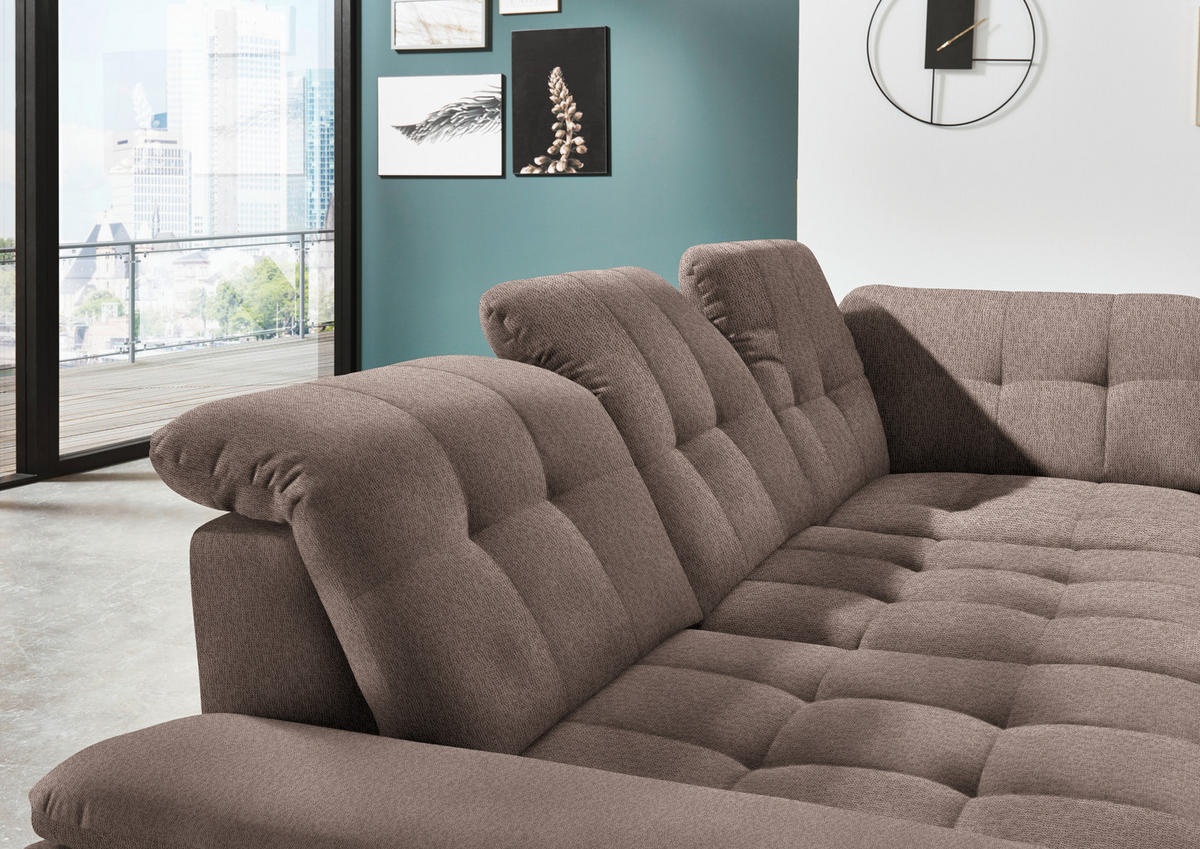 ECKSOFA in Chenille Braun  - Chromfarben/Braun, Design, Textil/Metall (310/260cm) - Beldomo Speed