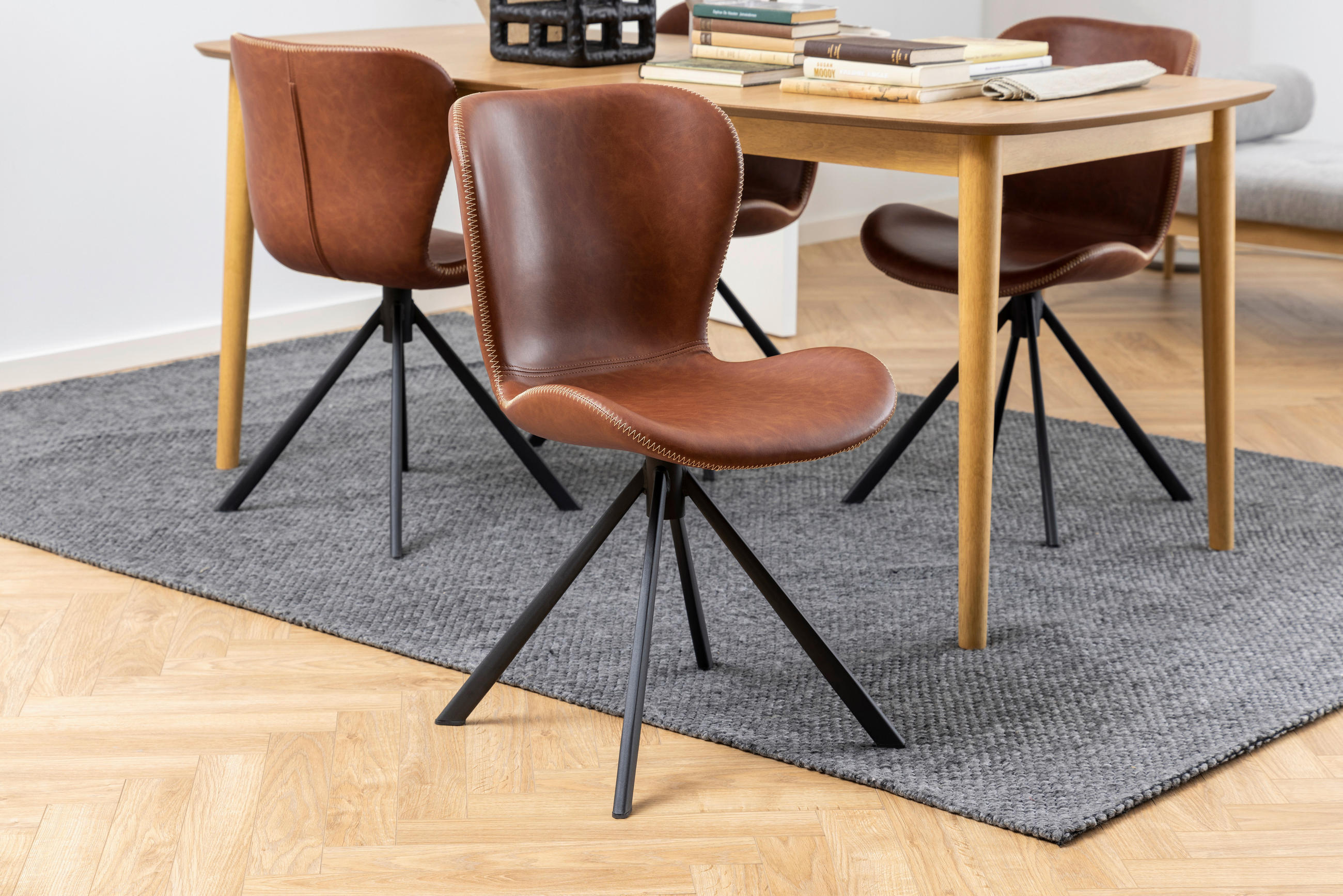 STUHL Lederlook Braun  - Creme/Schwarz, Design, Kunststoff/Metall (46,5/81/53cm) - MID.YOU
