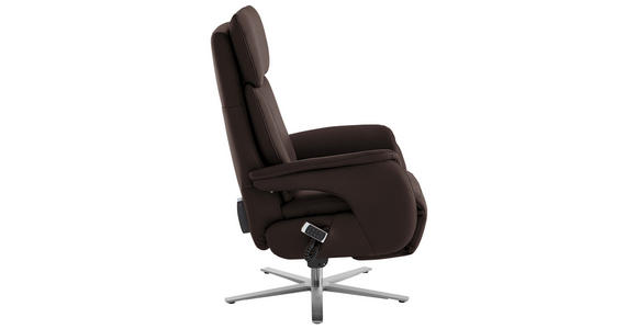 RELAXSESSEL in Leder Dunkelbraun - Edelstahlfarben/Dunkelbraun, Design, Leder/Metall (70/124/85cm) - Cantus